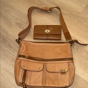 Fossil Tan Leather Shoulder Bag
